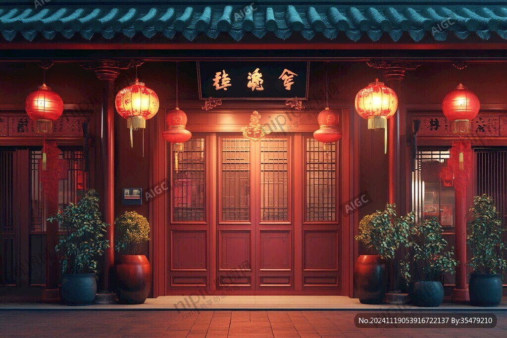 中式門場景