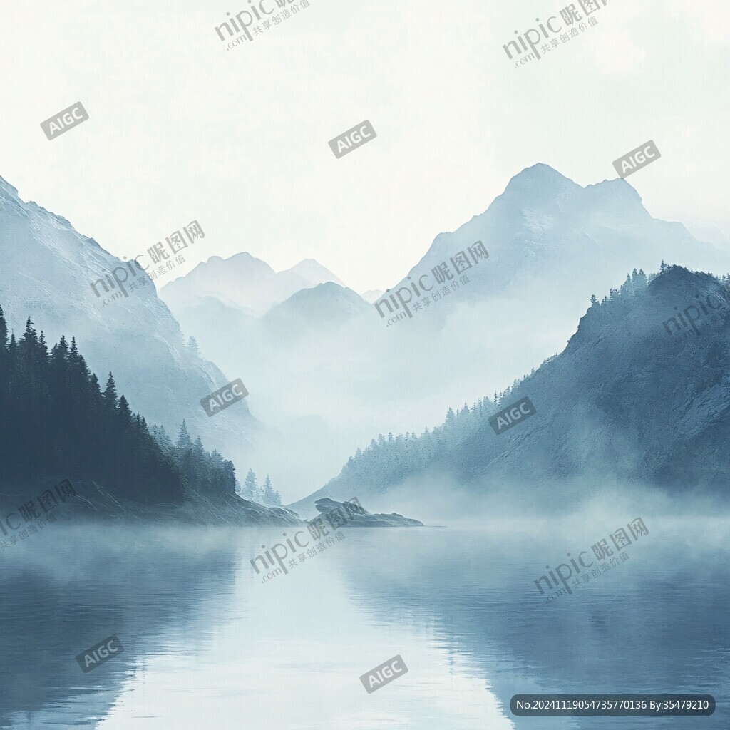 青色色調(diào)山水