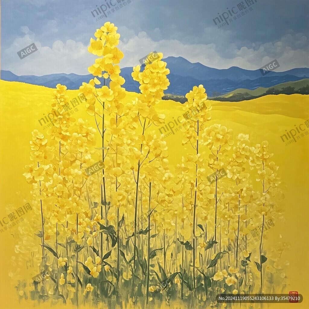 油畫油菜花