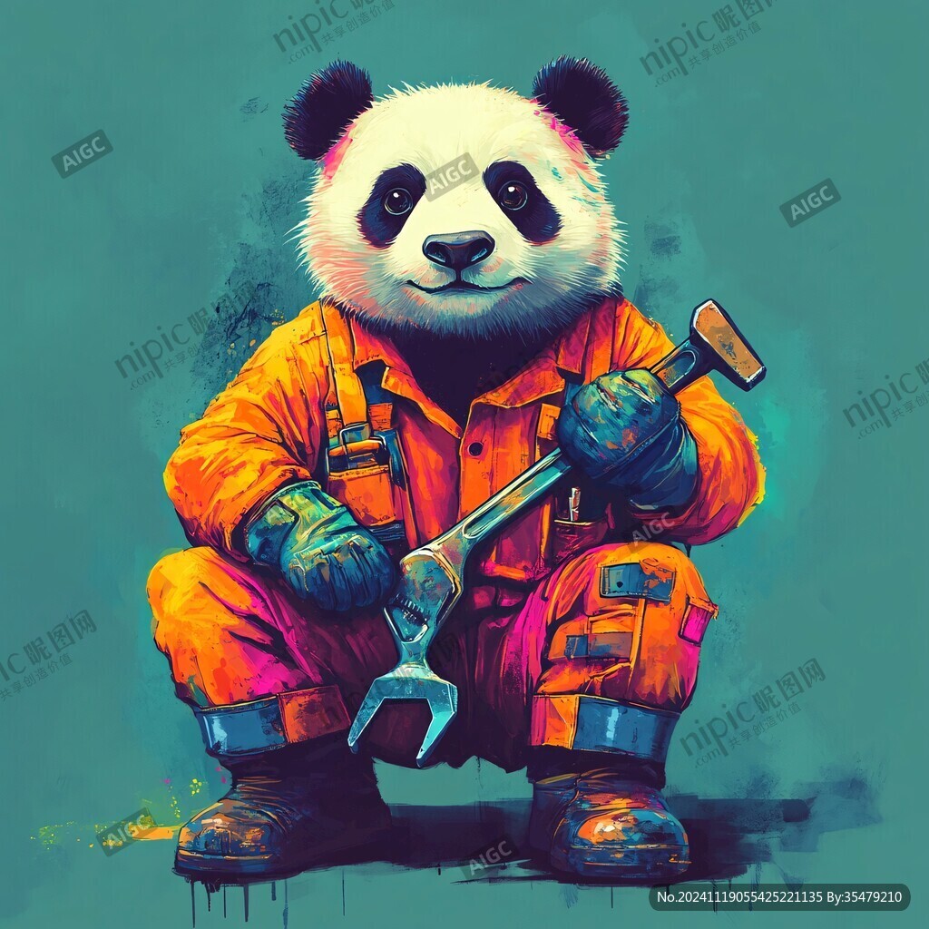 熊貓潮流插畫