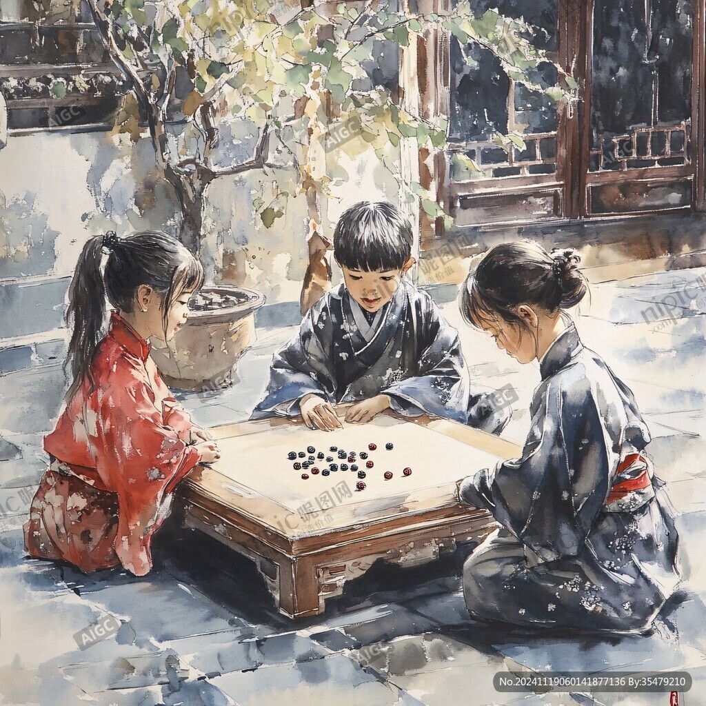 古代兒童下棋