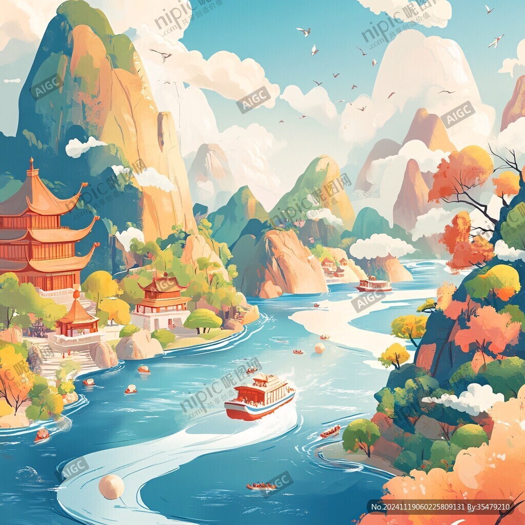 長江流域地區插畫