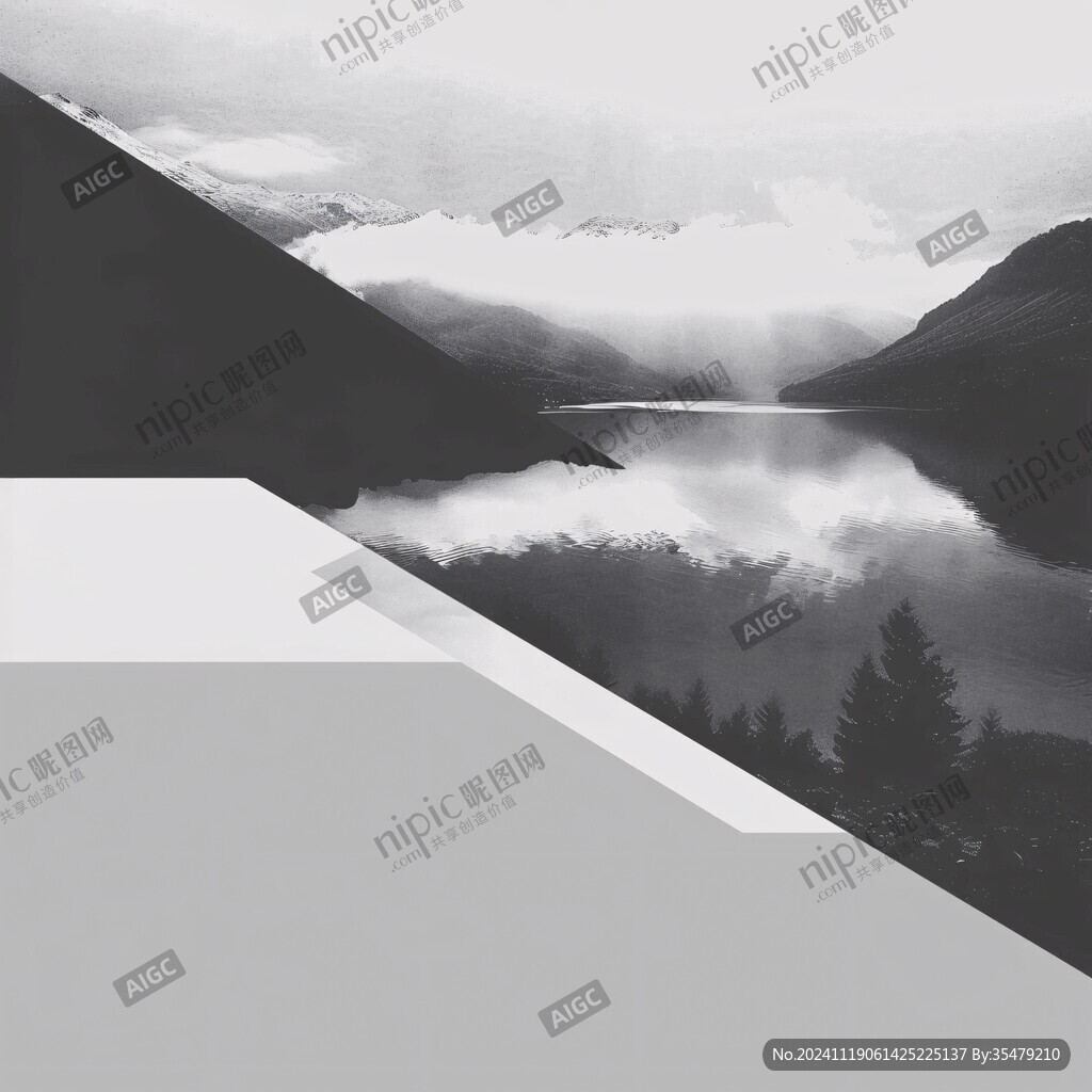 黑白意境山