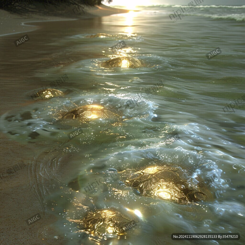 金色海潮浪花