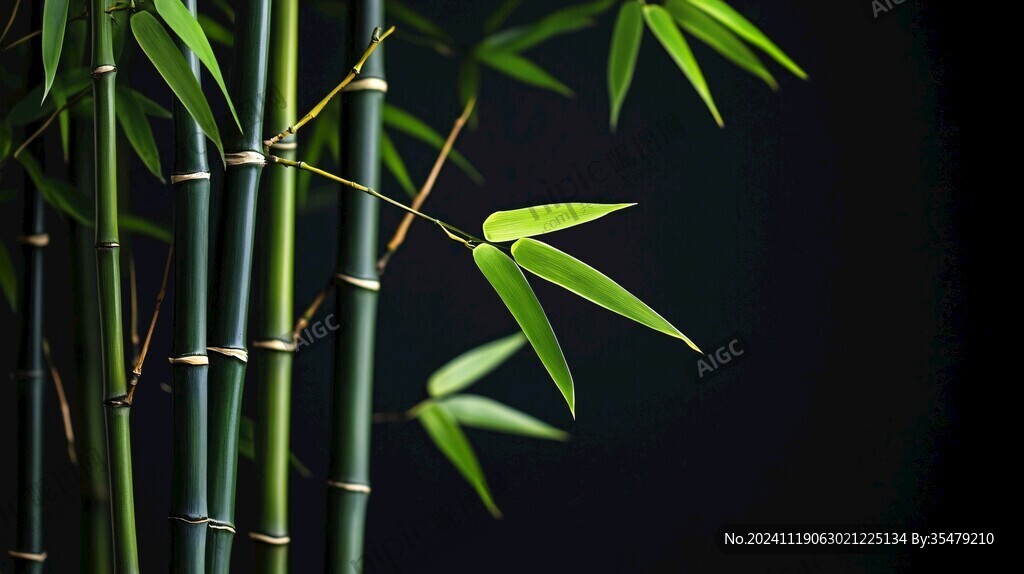 黑背景翠竹高清照片