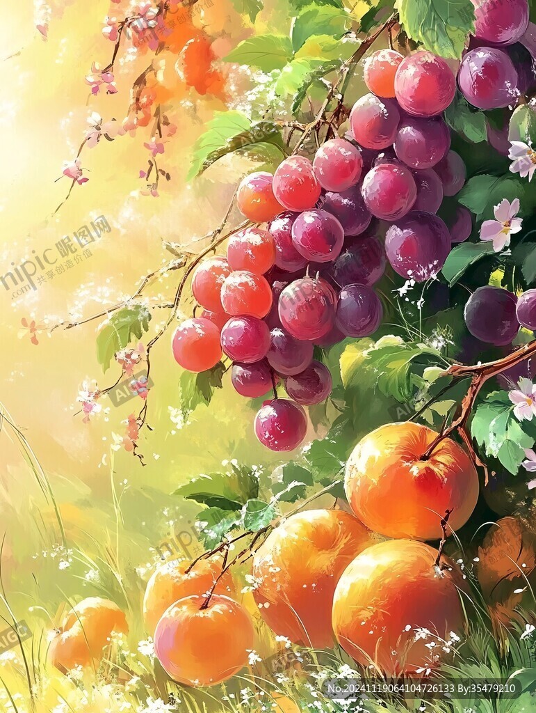 晴王葡萄插畫