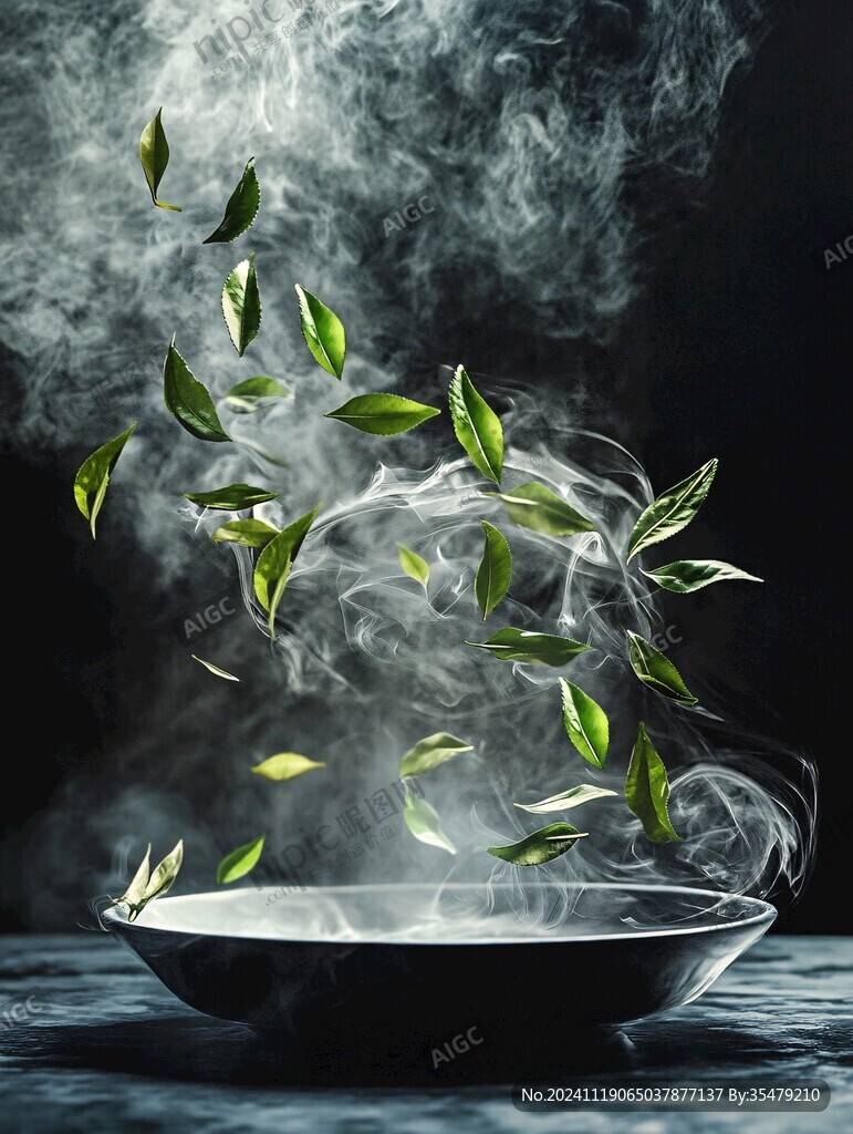 熱氣騰騰的茶葉