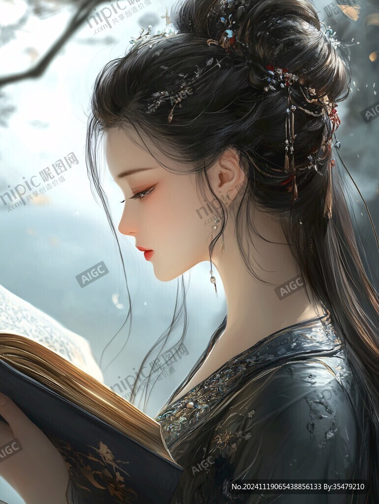 古風美女頭像插畫封面
