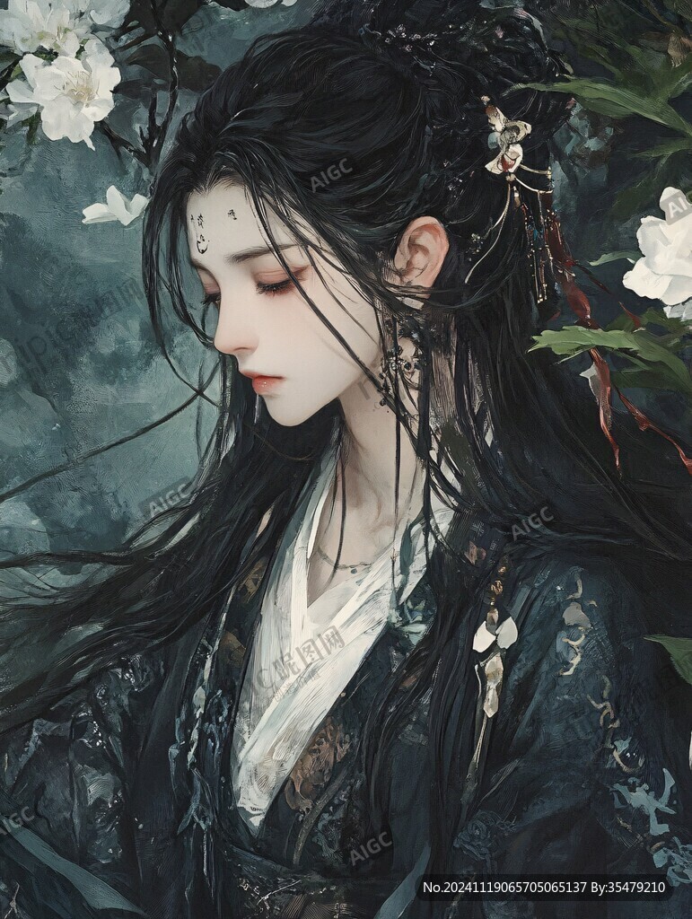 古風(fēng)美女頭像插畫(huà)封面