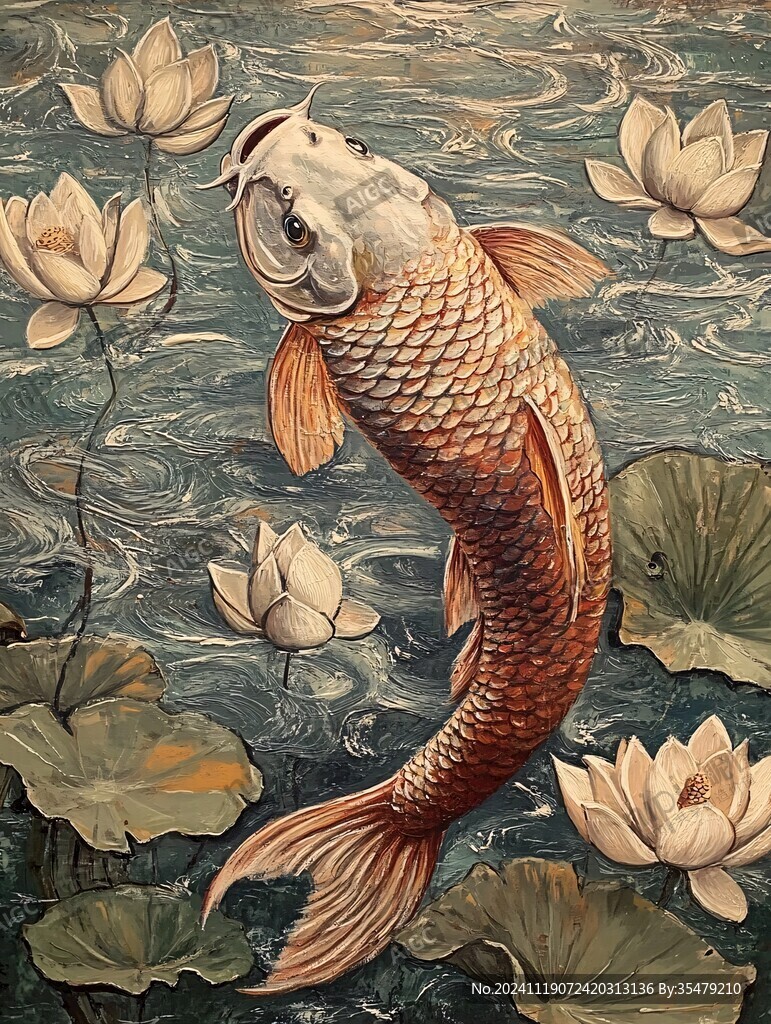 工筆荷花錦鯉