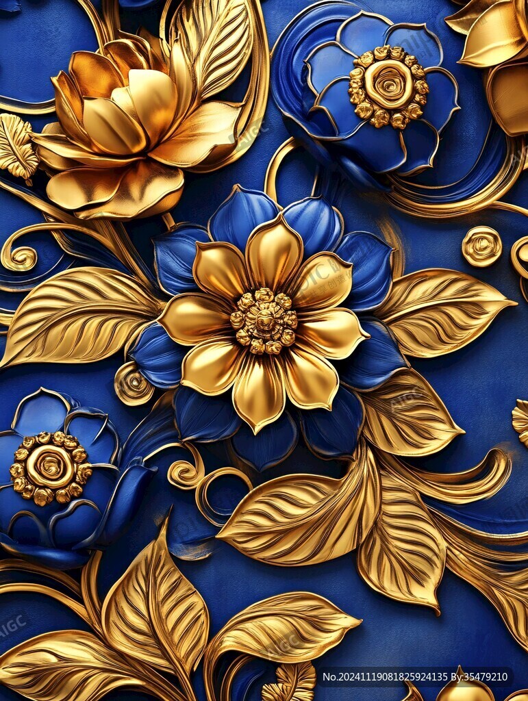3d浮雕金屬牡丹花