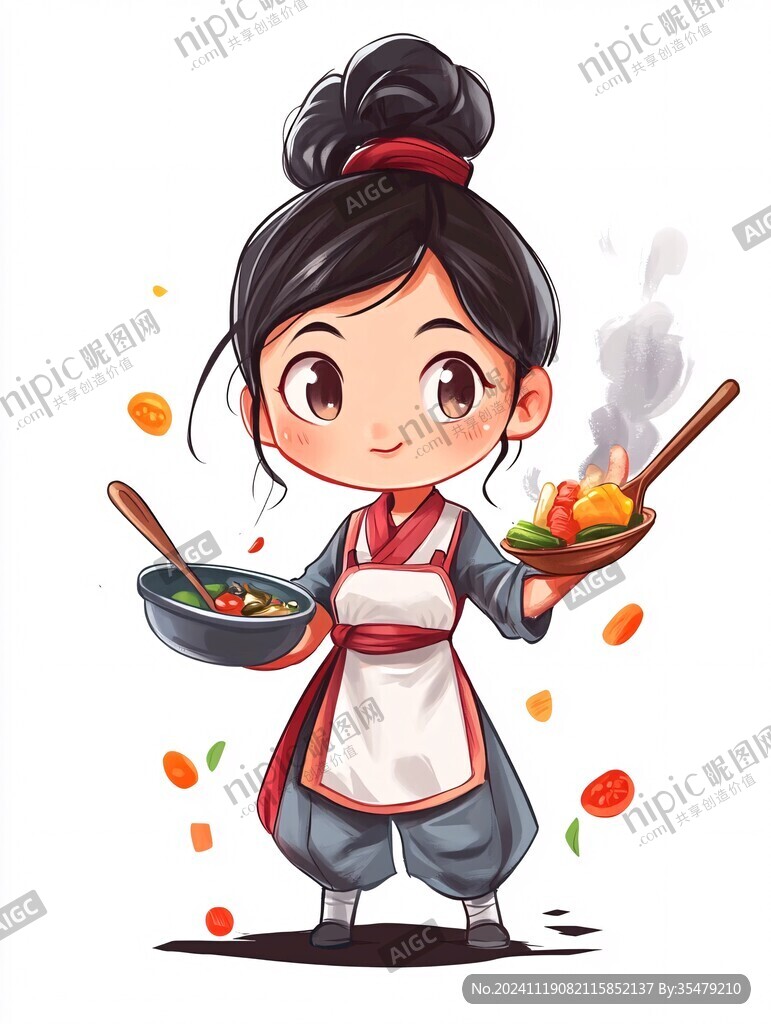 黃燜雞米飯人物插畫