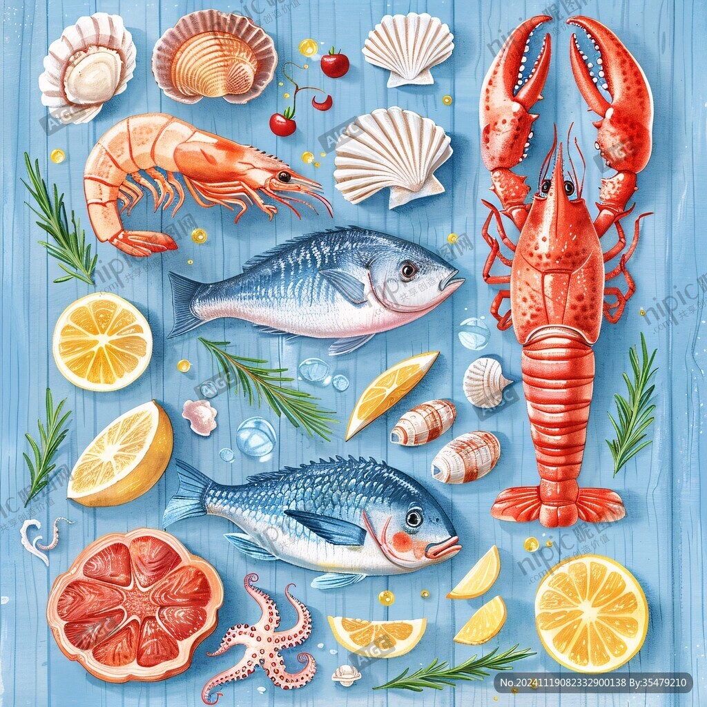 海鮮水產插畫