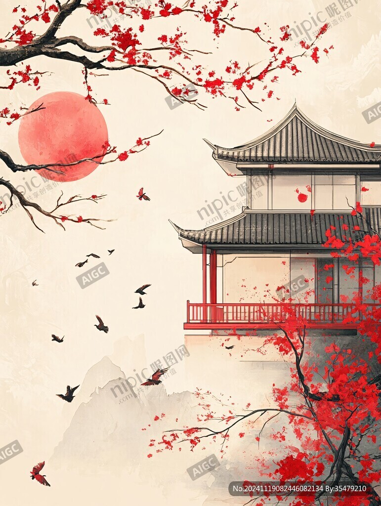樓閣仙景插畫(huà)