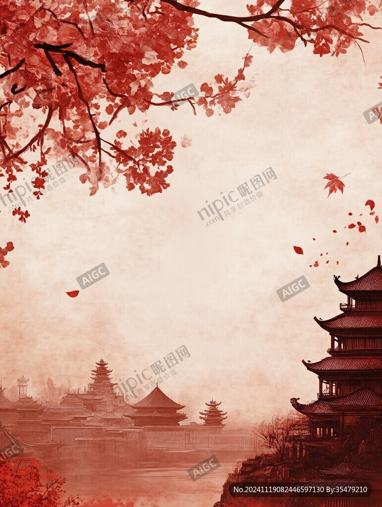 水墨橫店橫店紅色水彩