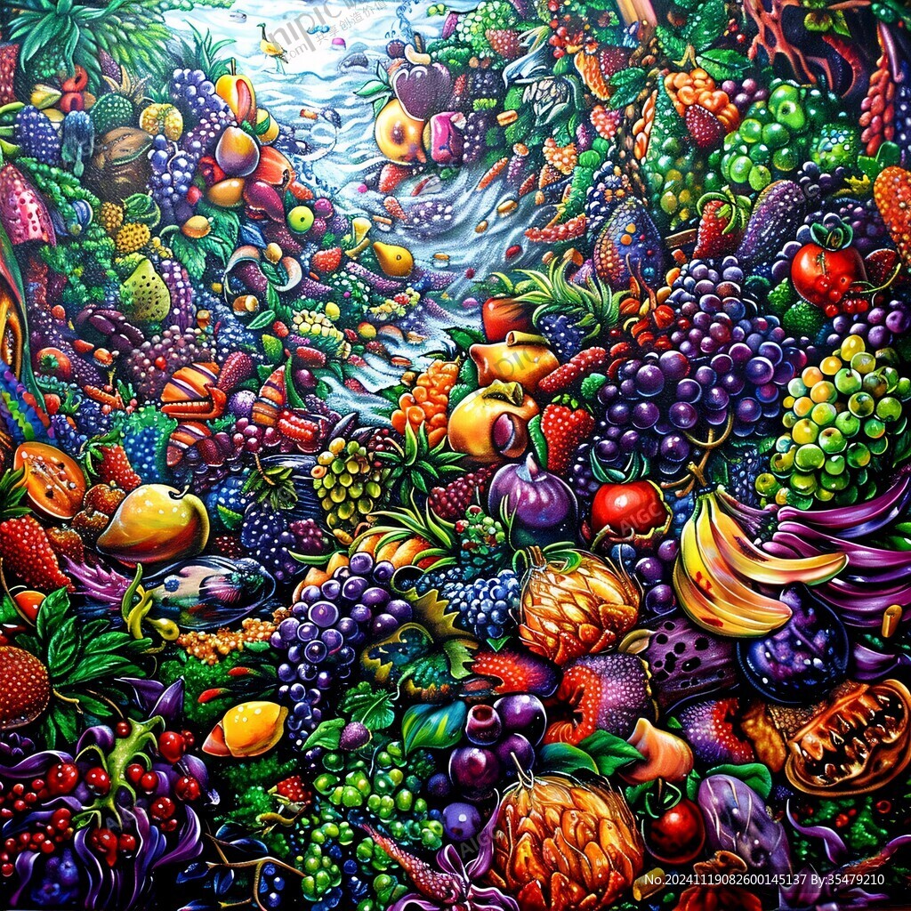 水果林手繪插畫