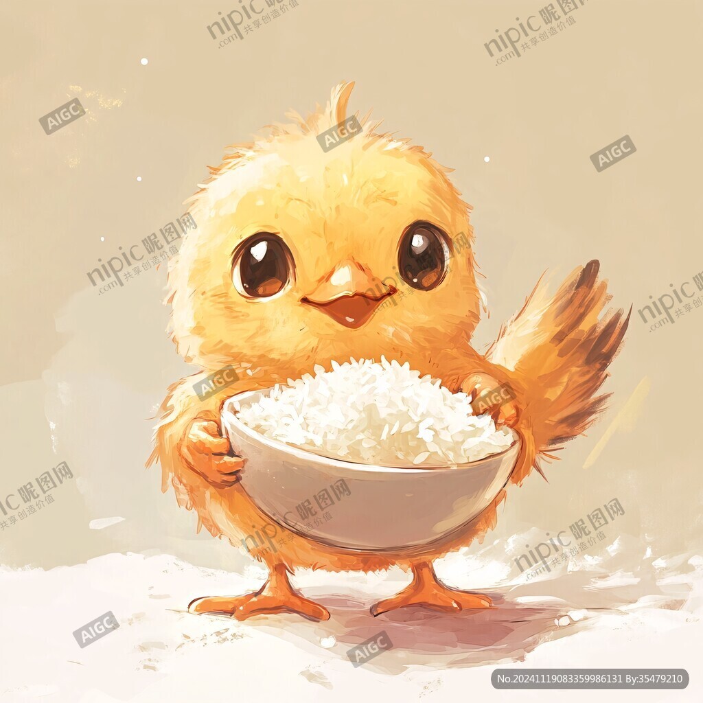 黃蒙雞米飯插畫