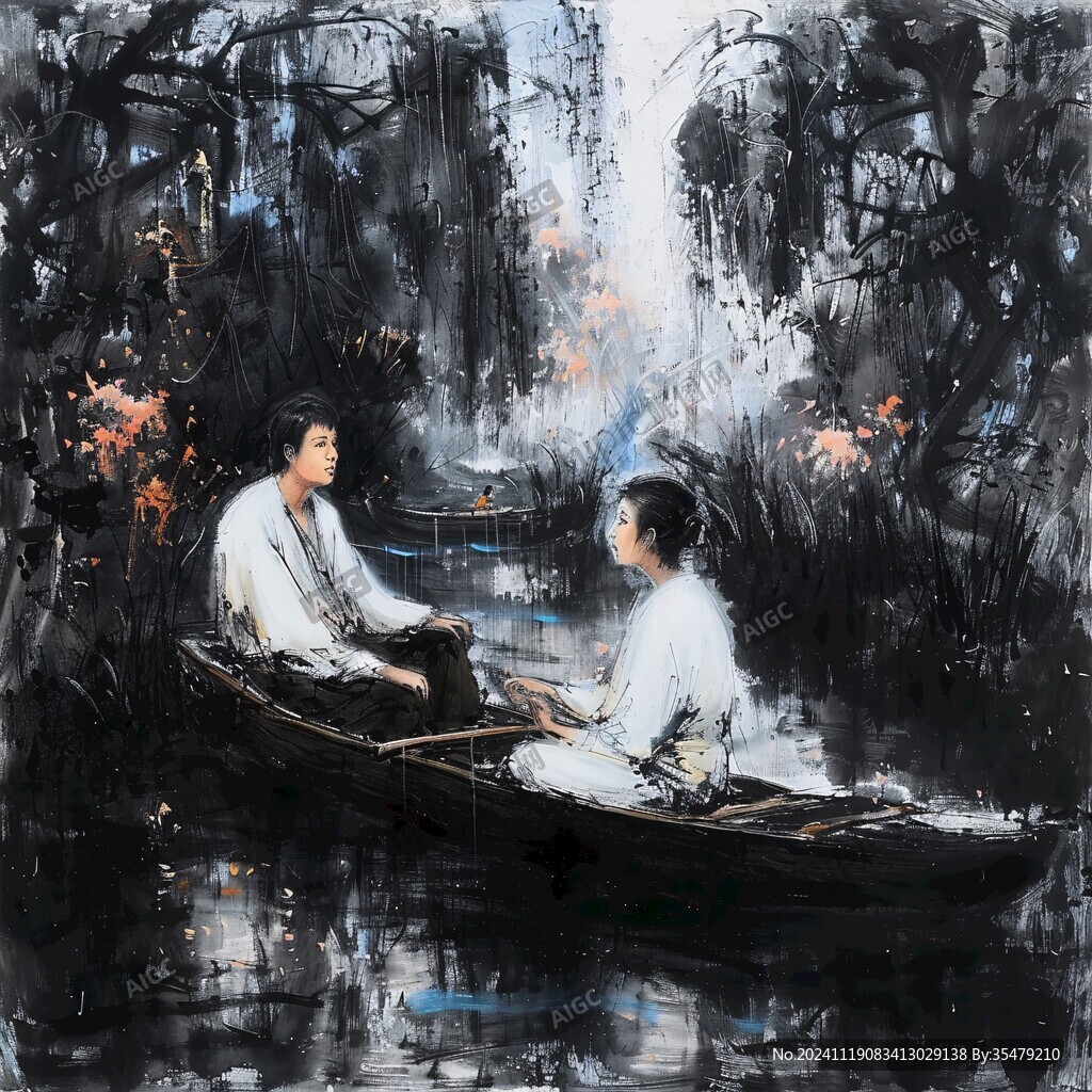 水畔油畫