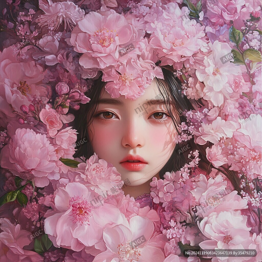 唯美少女與花系列