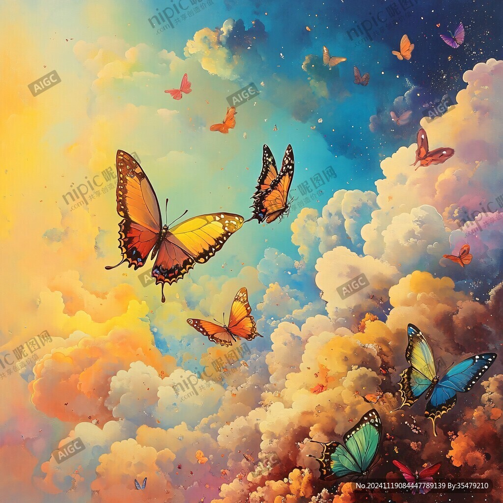 插畫夢(mèng)幻蝴蝶