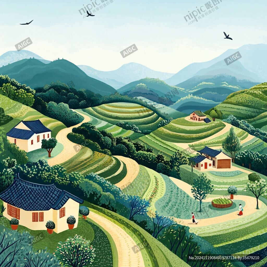 鄉(xiāng)村田園插畫