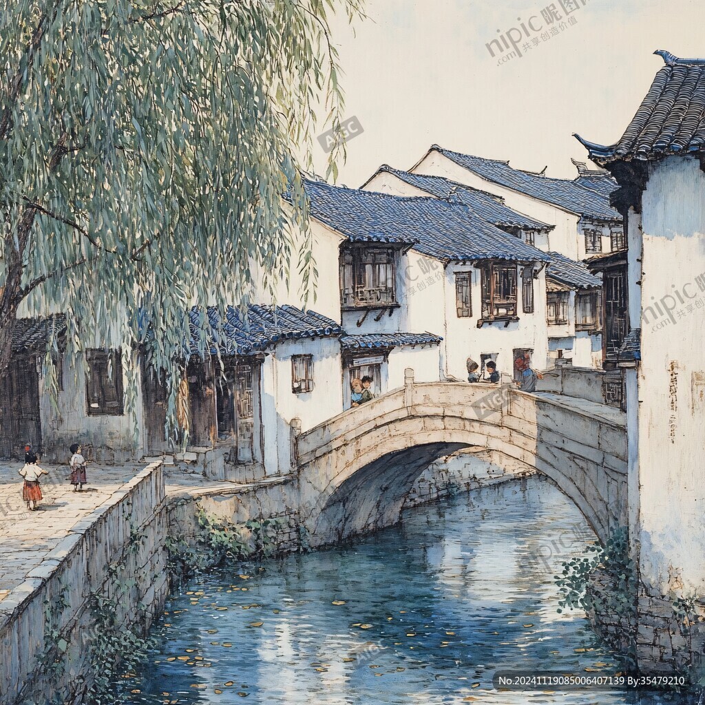 千燈古鎮油畫