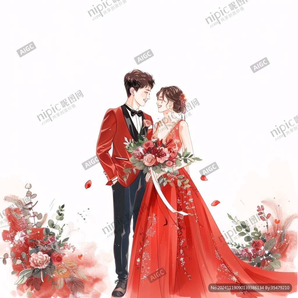 結(jié)婚照插畫