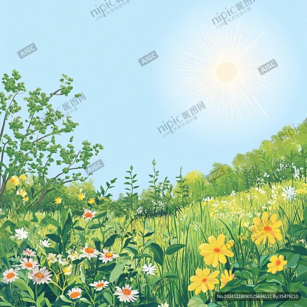 陽光晴朗風(fēng)景插畫