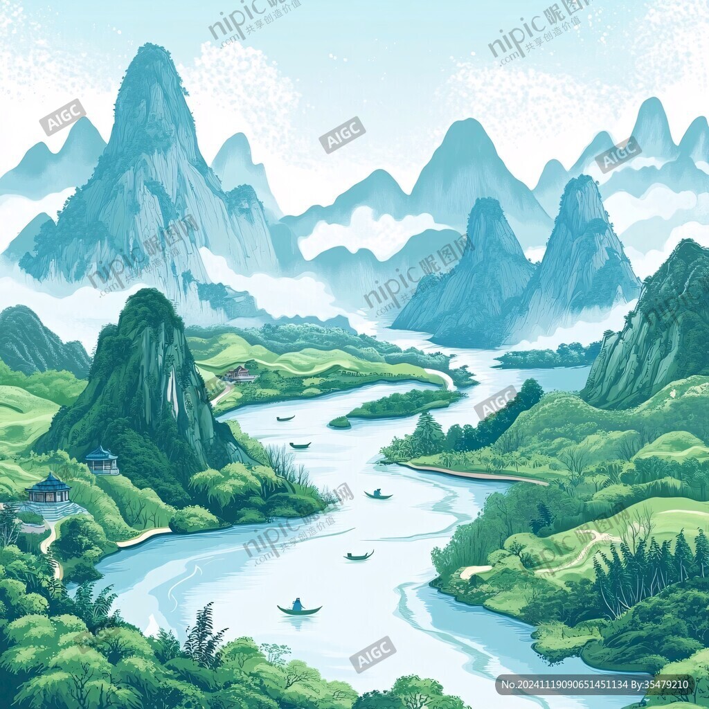 長江流域地區(qū)插畫