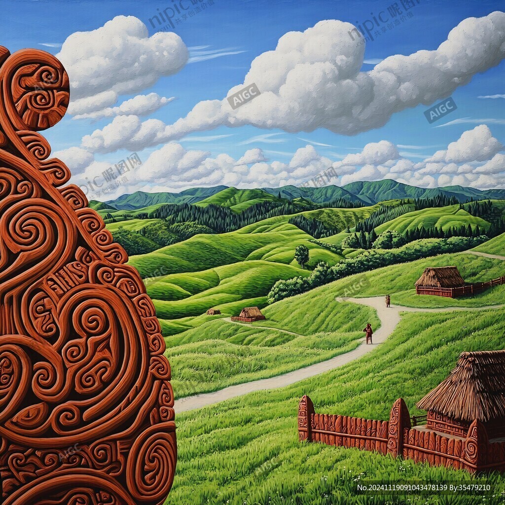 茶園風光插畫