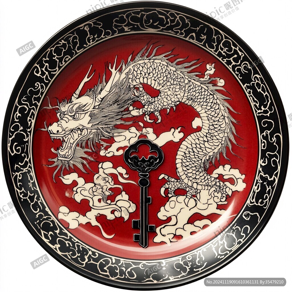 龍年圓鏡設計圖案