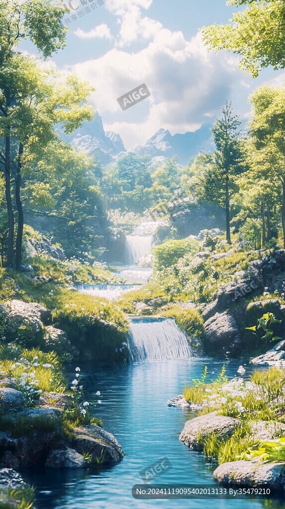 唯美風景山間流水