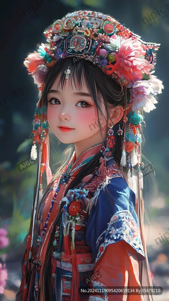 民族女孩原創插畫