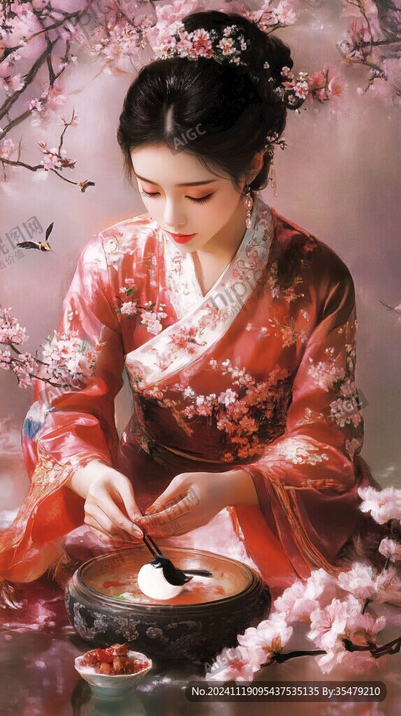 桃花美人圖