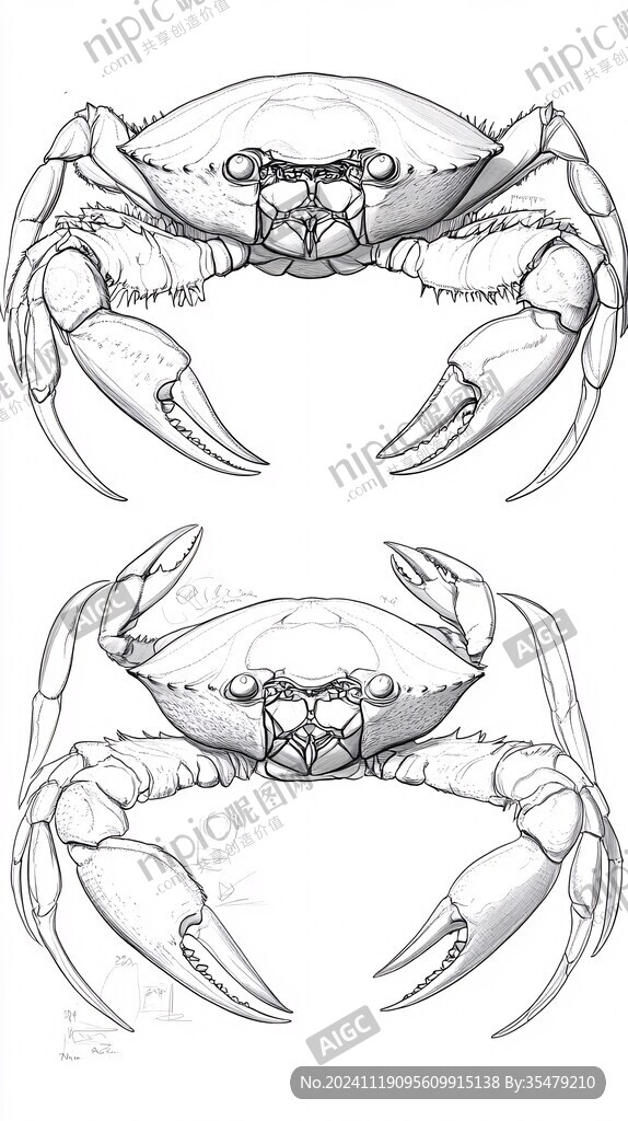 螃蟹插畫線稿