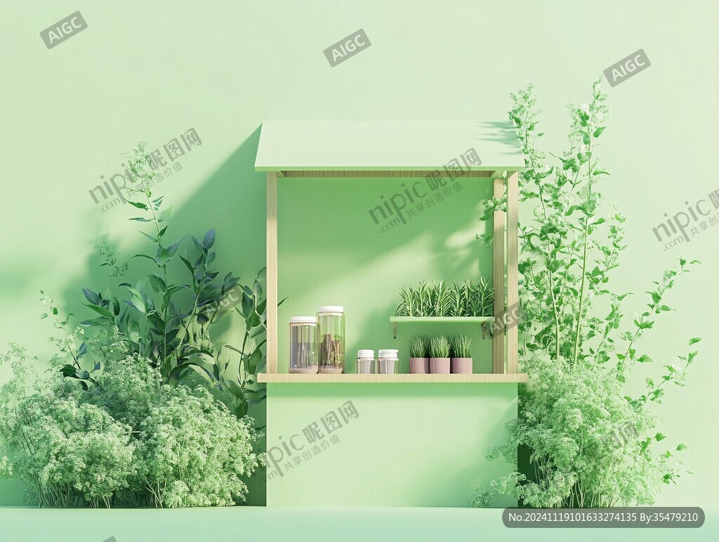 夏季櫥窗展示綠色