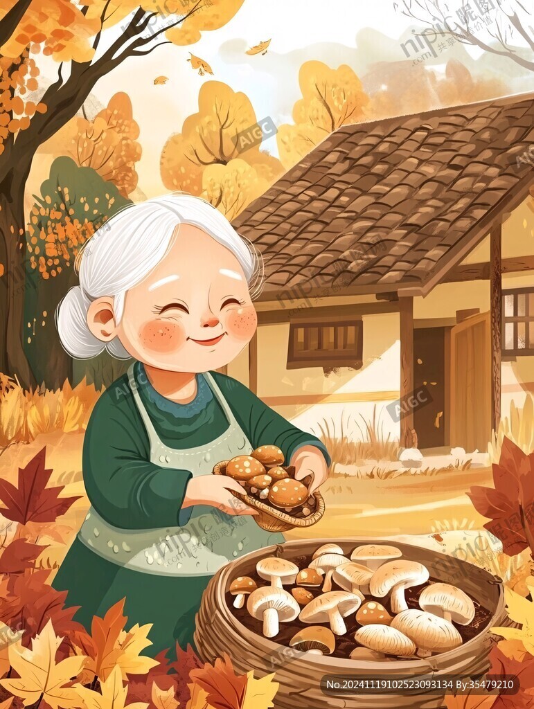 核桃豐收插畫
