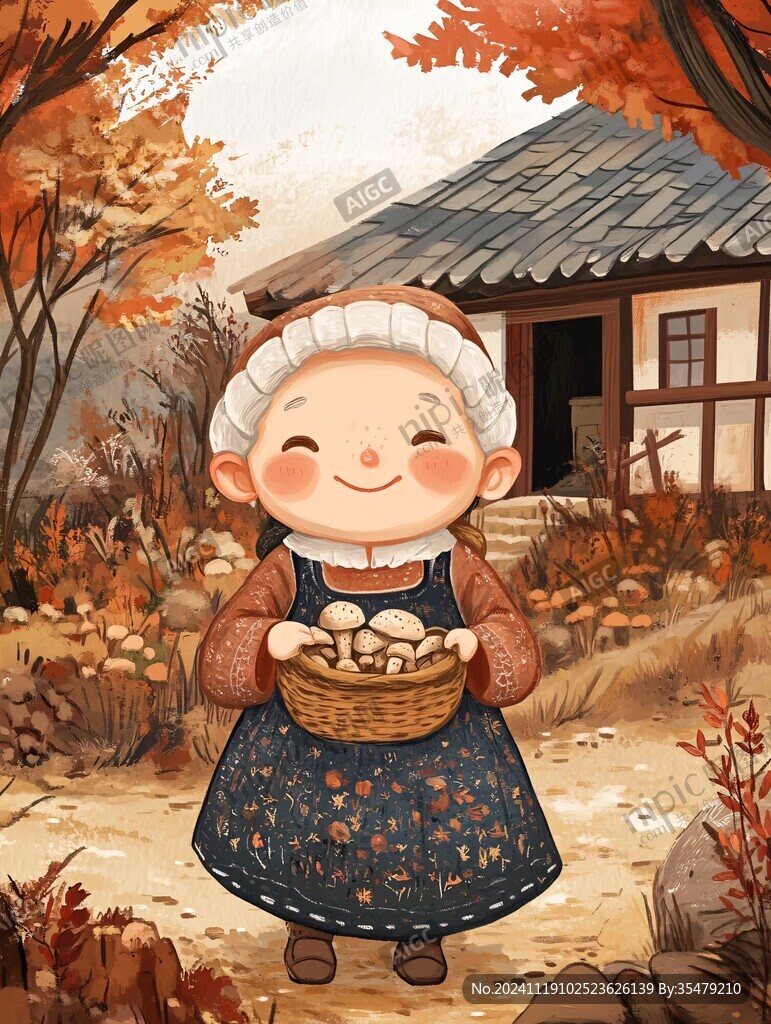 農(nóng)家小女孩板栗插畫