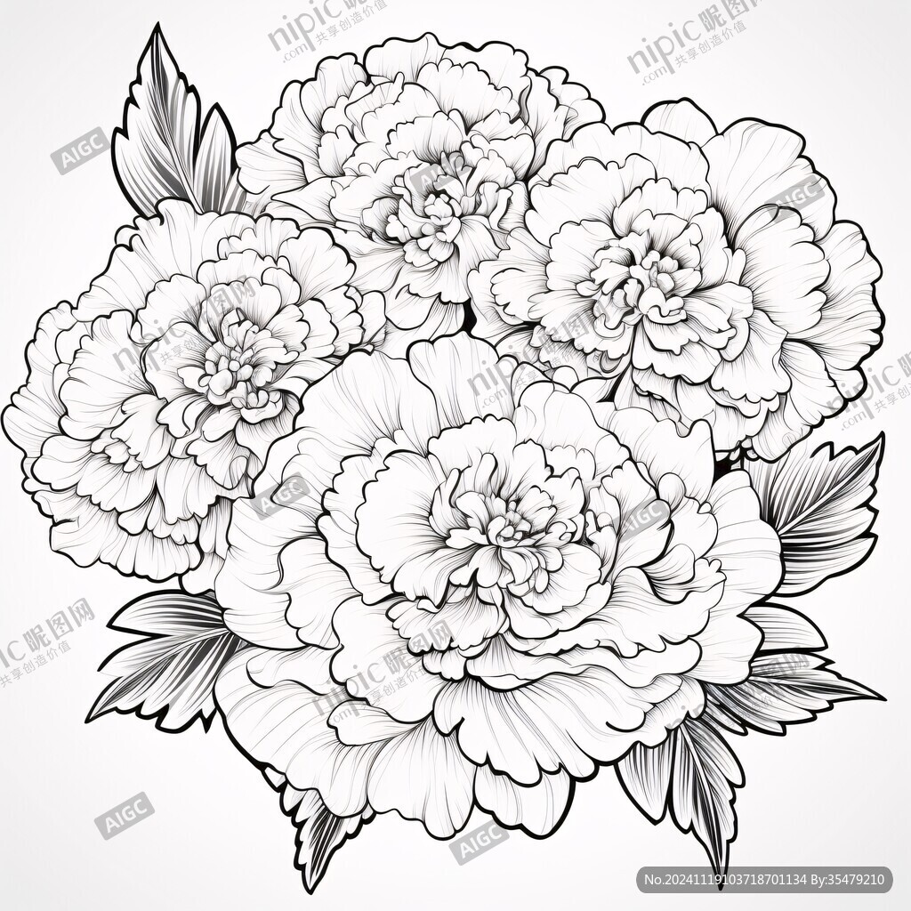 手繪牡丹花