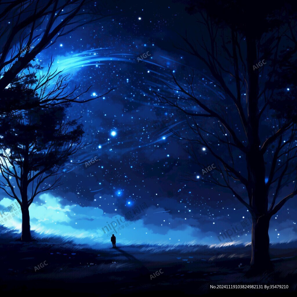手繪唯美夜晚