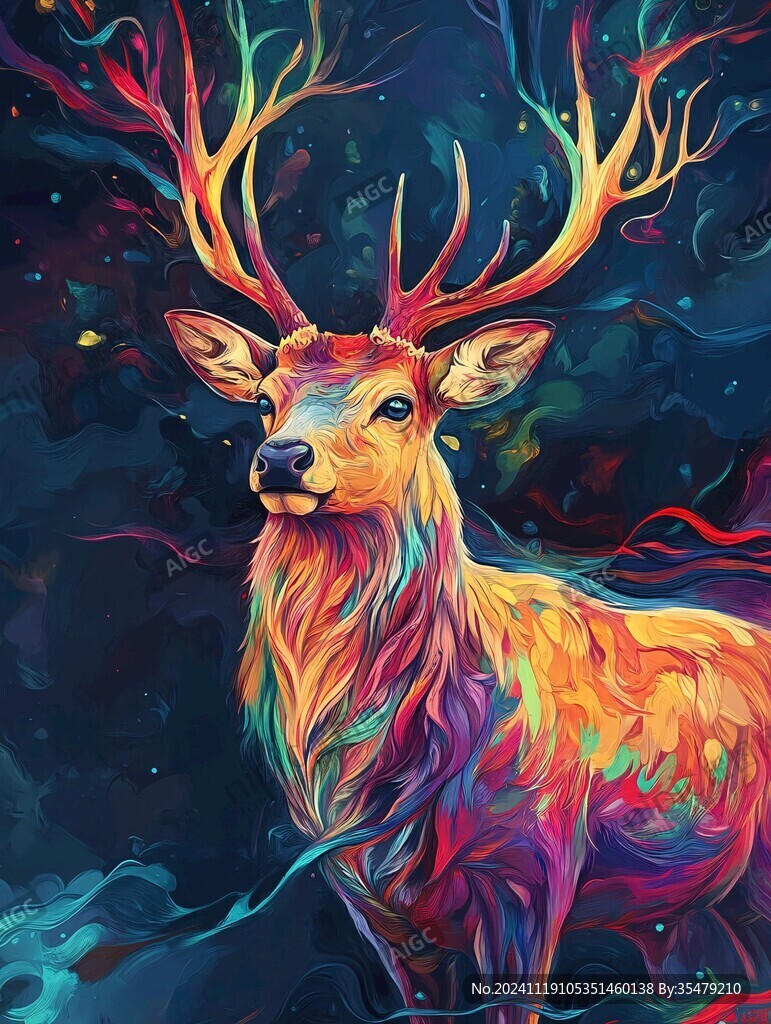 卡通唯美夢幻鹿