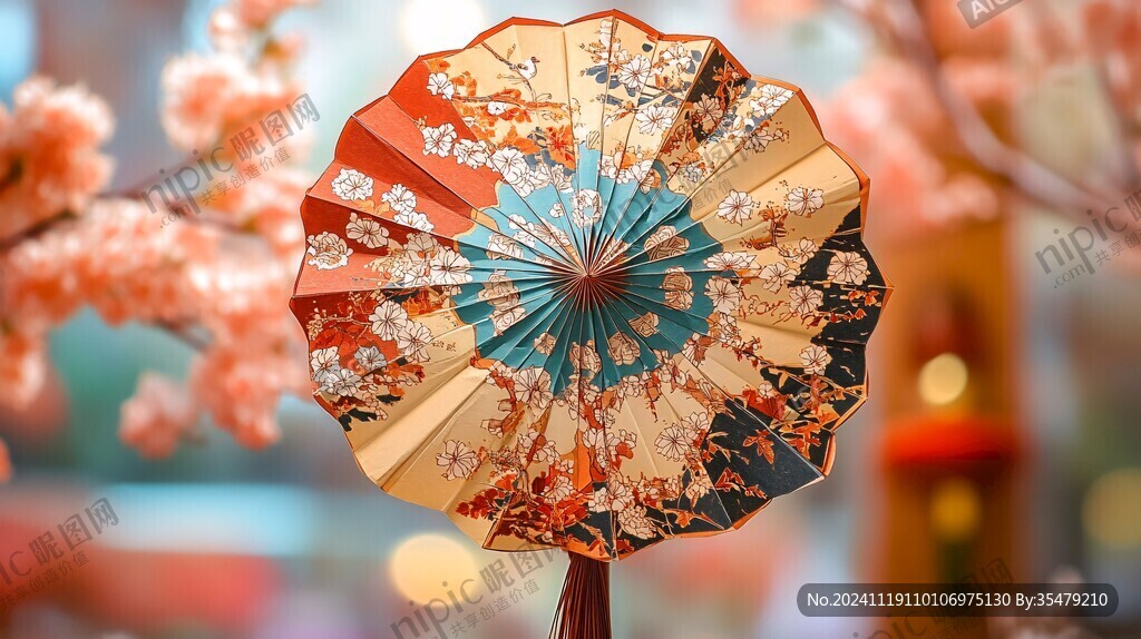 桃花圖案紙傘