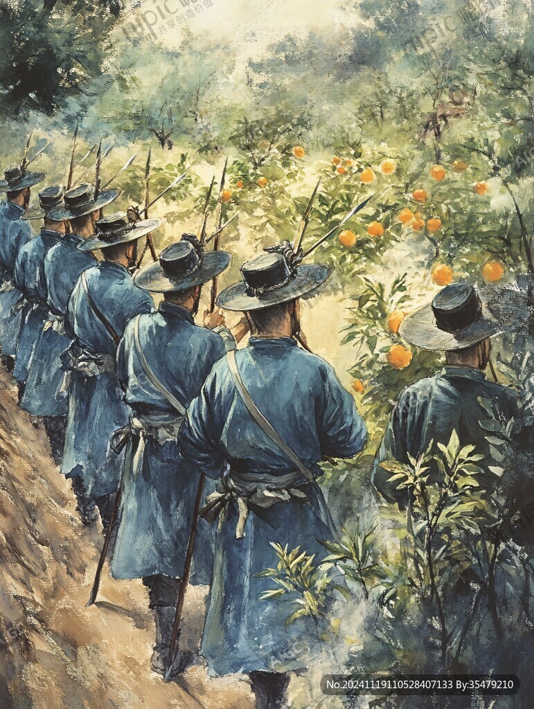 武士人物油畫