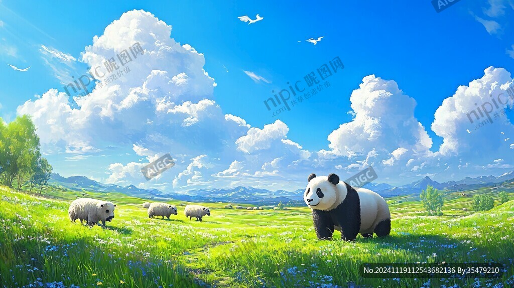 寫實(shí)熊貓插畫