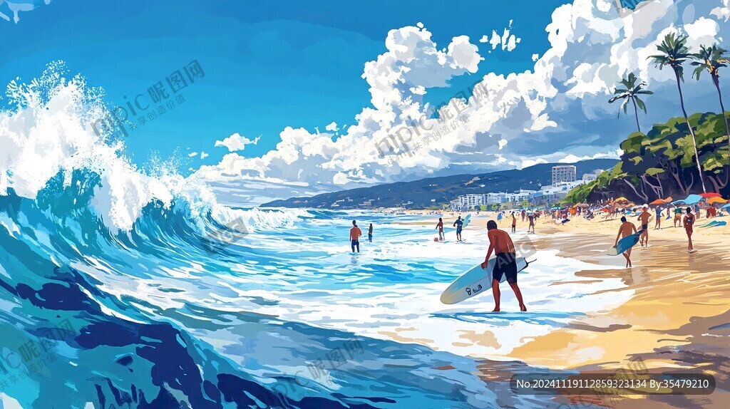 夏季海邊度假沖浪