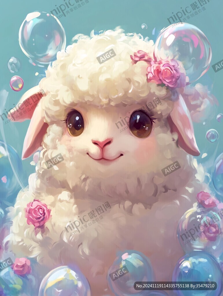萌系小羊插畫