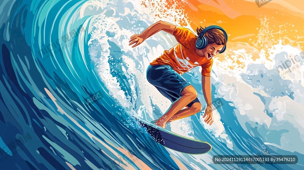 沖浪插畫