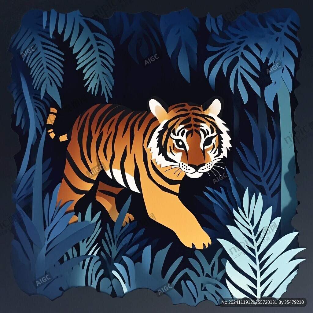 虎元素插畫