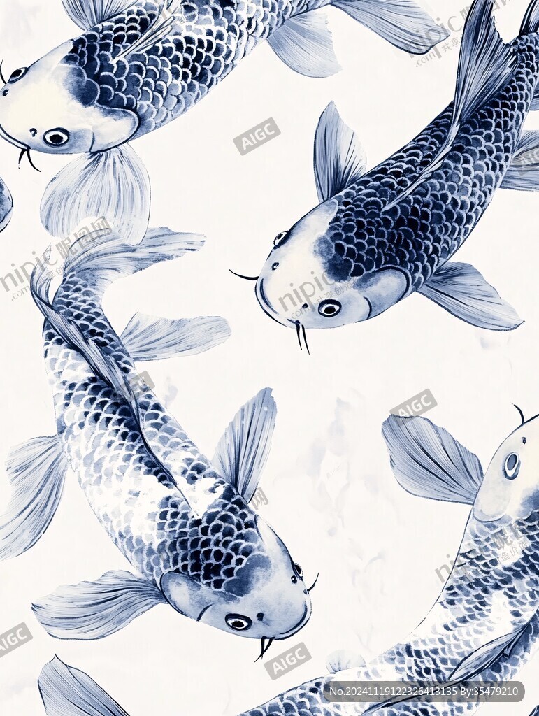 無縫拼接鯉魚圖