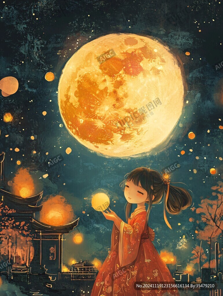 古風中秋節插畫